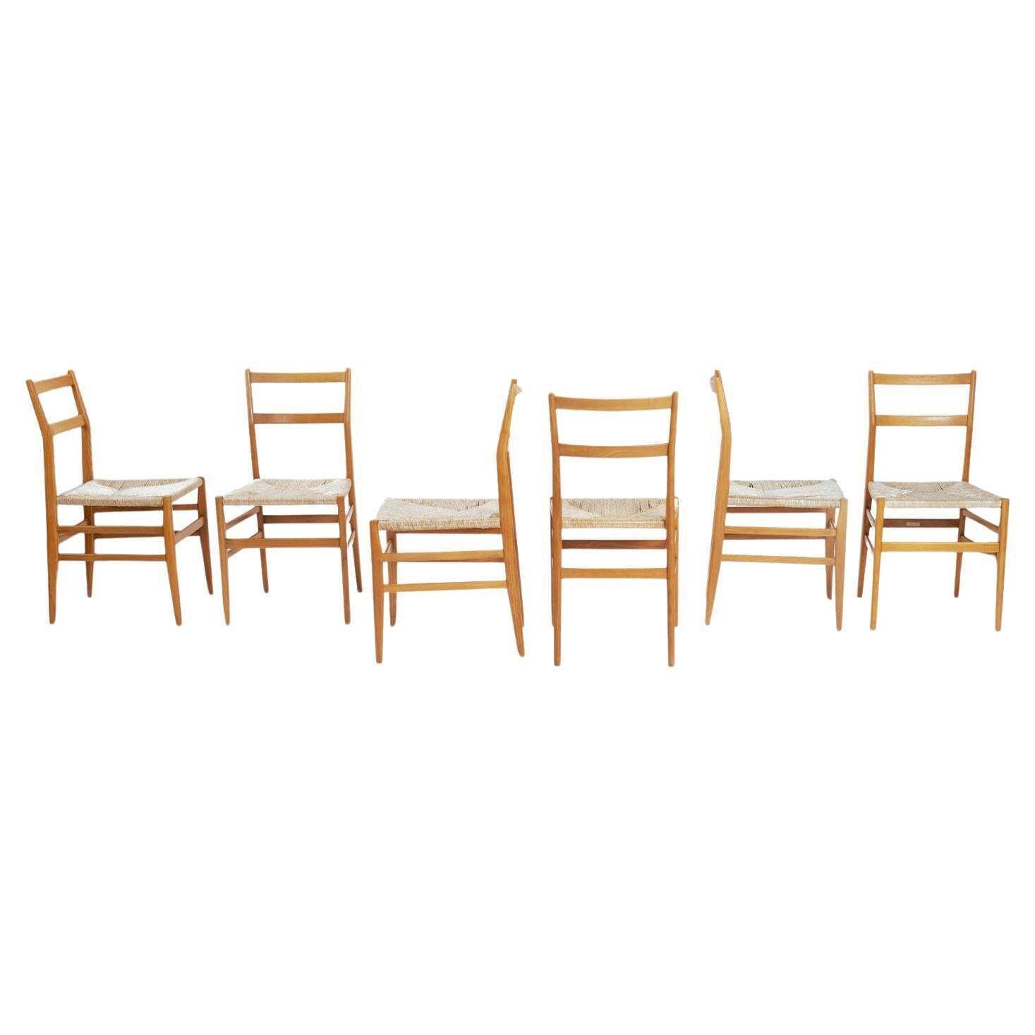 Gio Ponti Leggera Dining Chairs Cassina, Set Of 6, Italy, 1956 photo for sale