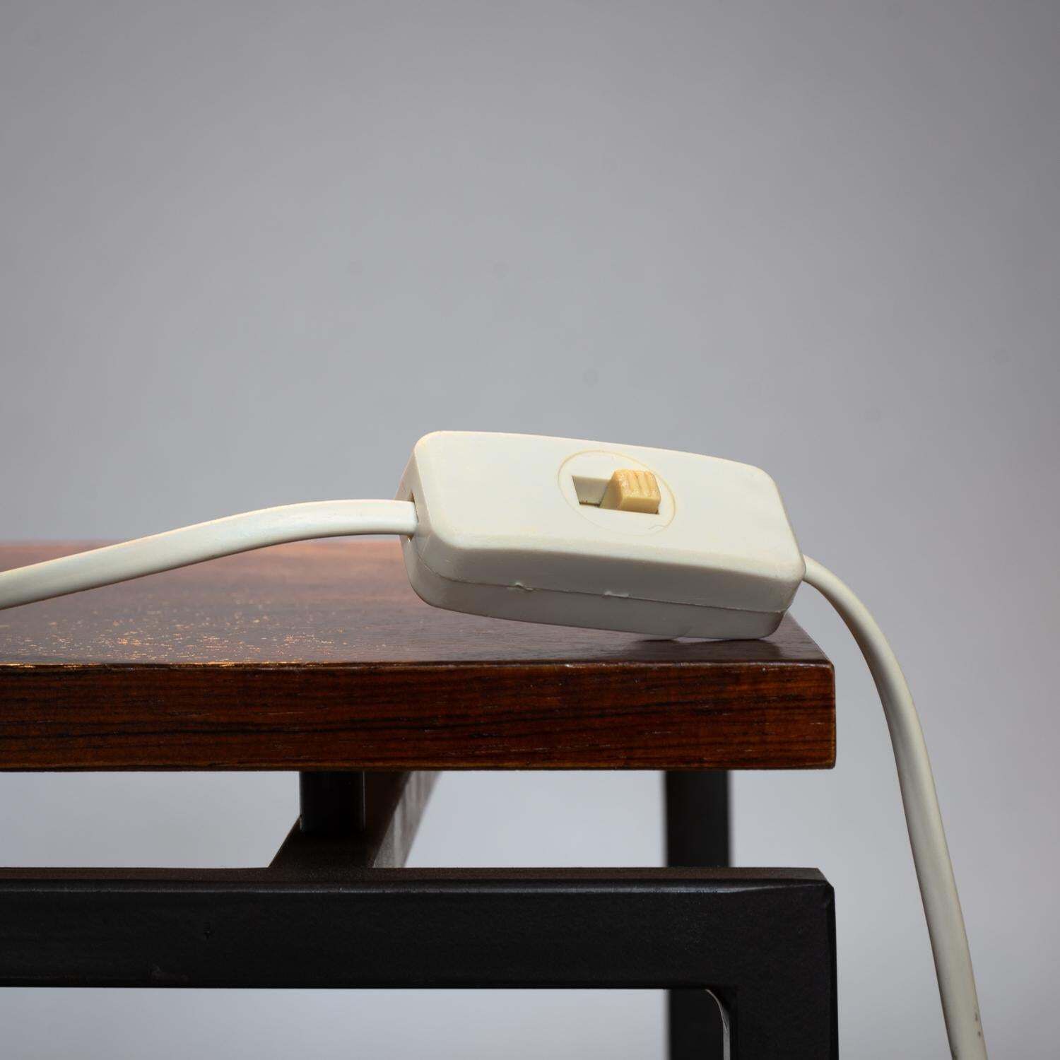 Lighting Georges Frydman White Arc Shaped Aluminium Casted Table Lamp, France, 1960s photo