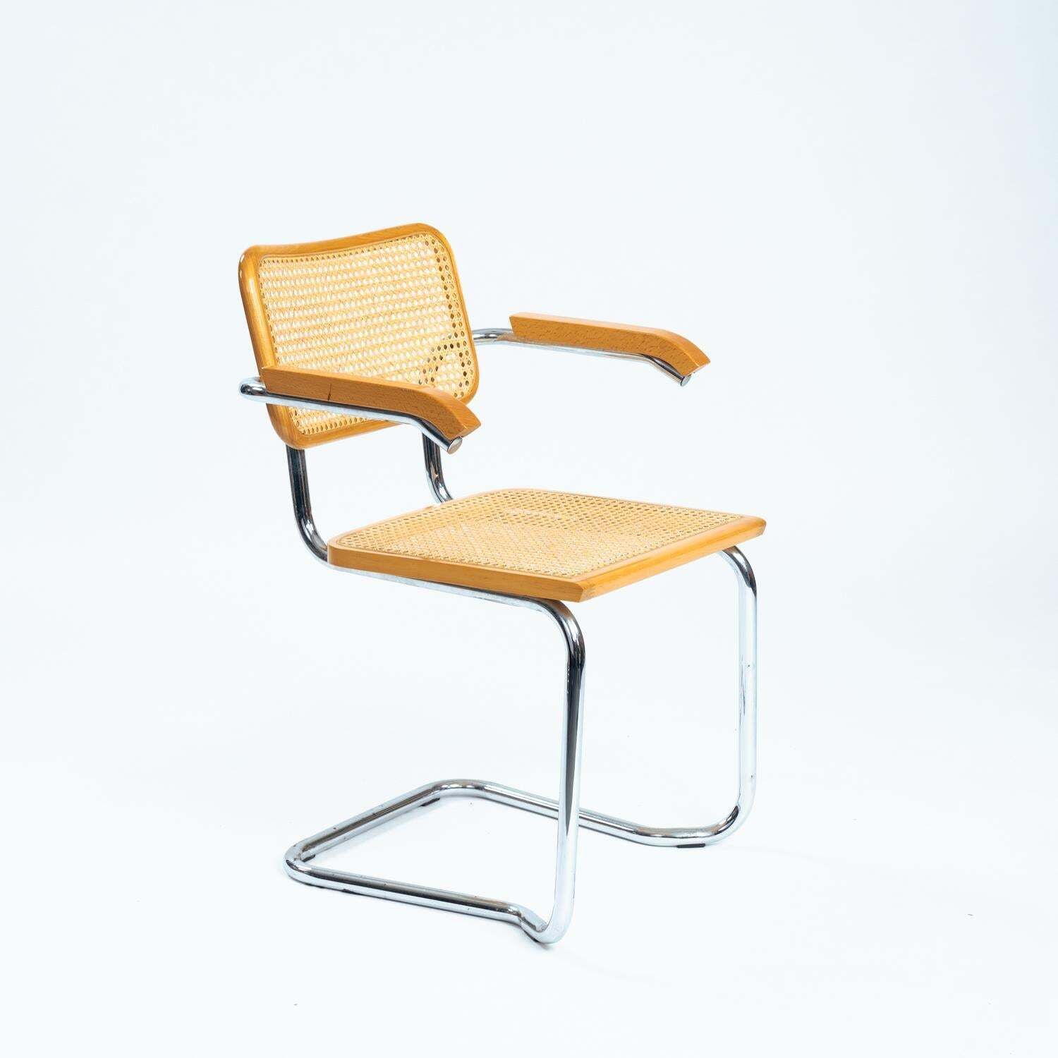 Cesca B64 Bauhaus Wicker Chairs, In The Style Of Marcel Breuer, Stackable, 4 photo for sale