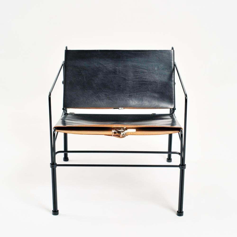 Collectors Item Leather Steel Straps Lounge Chair Set By Jan Van Opzeeland, 3pcs photo for sale