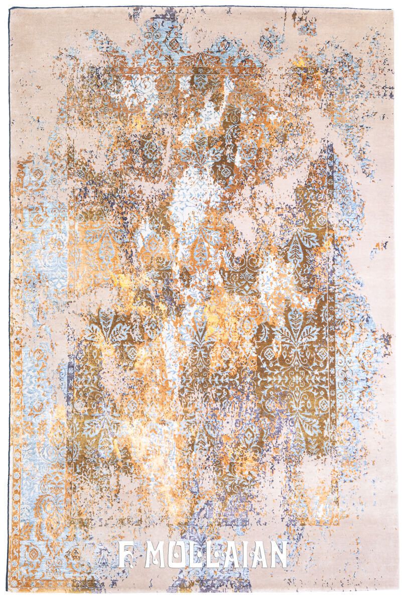 Modern Rug Yadan Design Gold/Beige Color