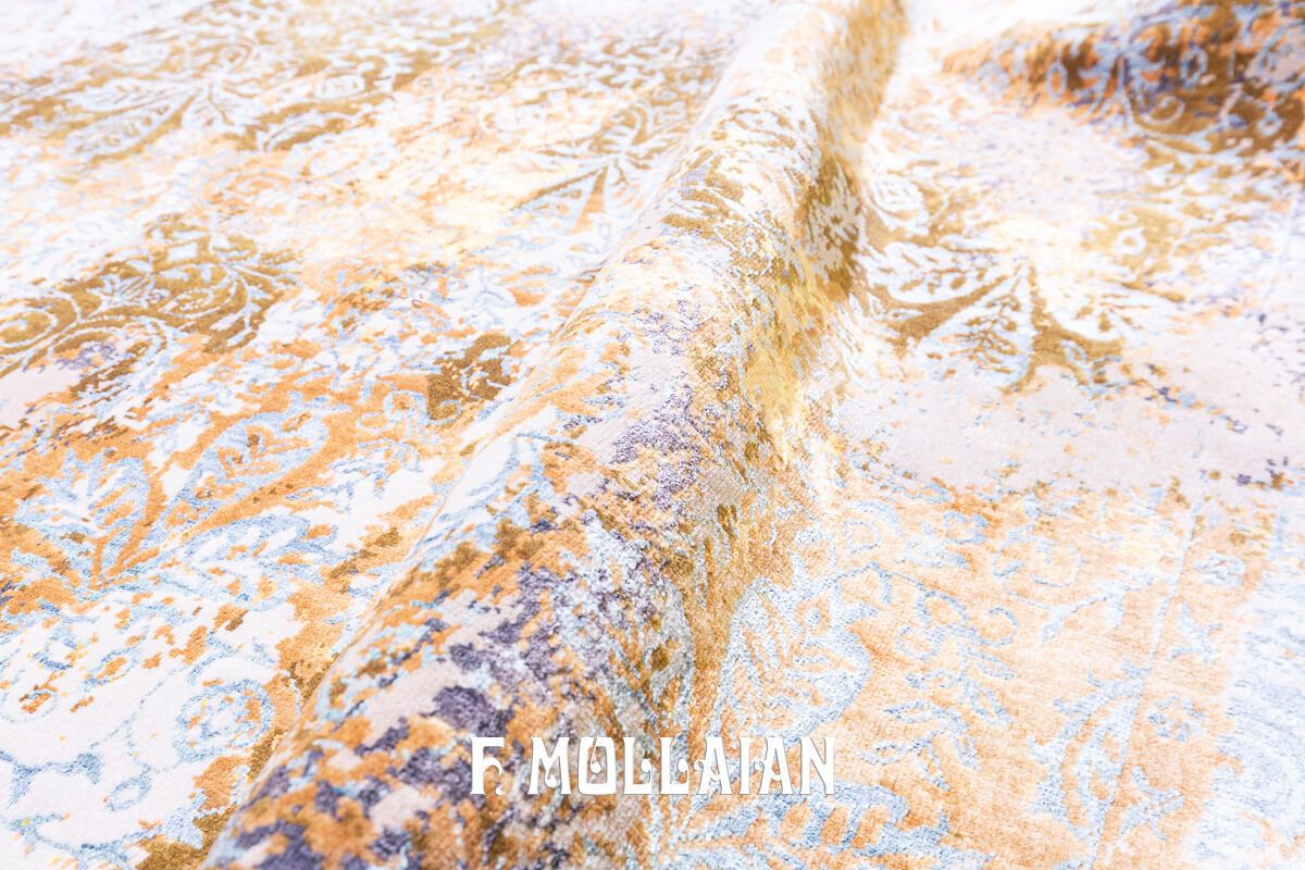 Modern Rug Yadan Design Gold/Beige Color photo vintage