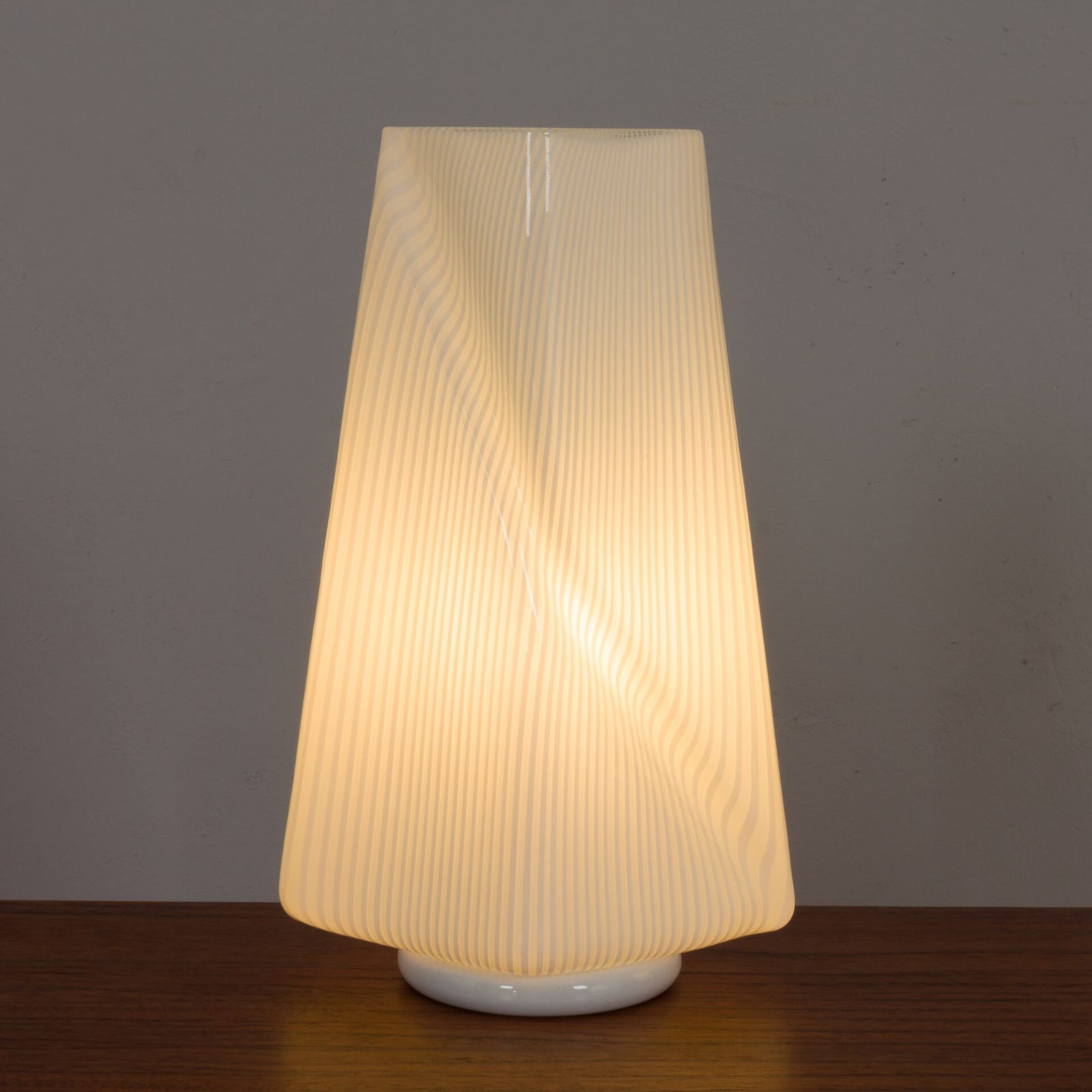 Lighting Pair Of Italian Striped Murano Glass Table Lamps In Style Of Lino Tagliapietra, 1970s photo