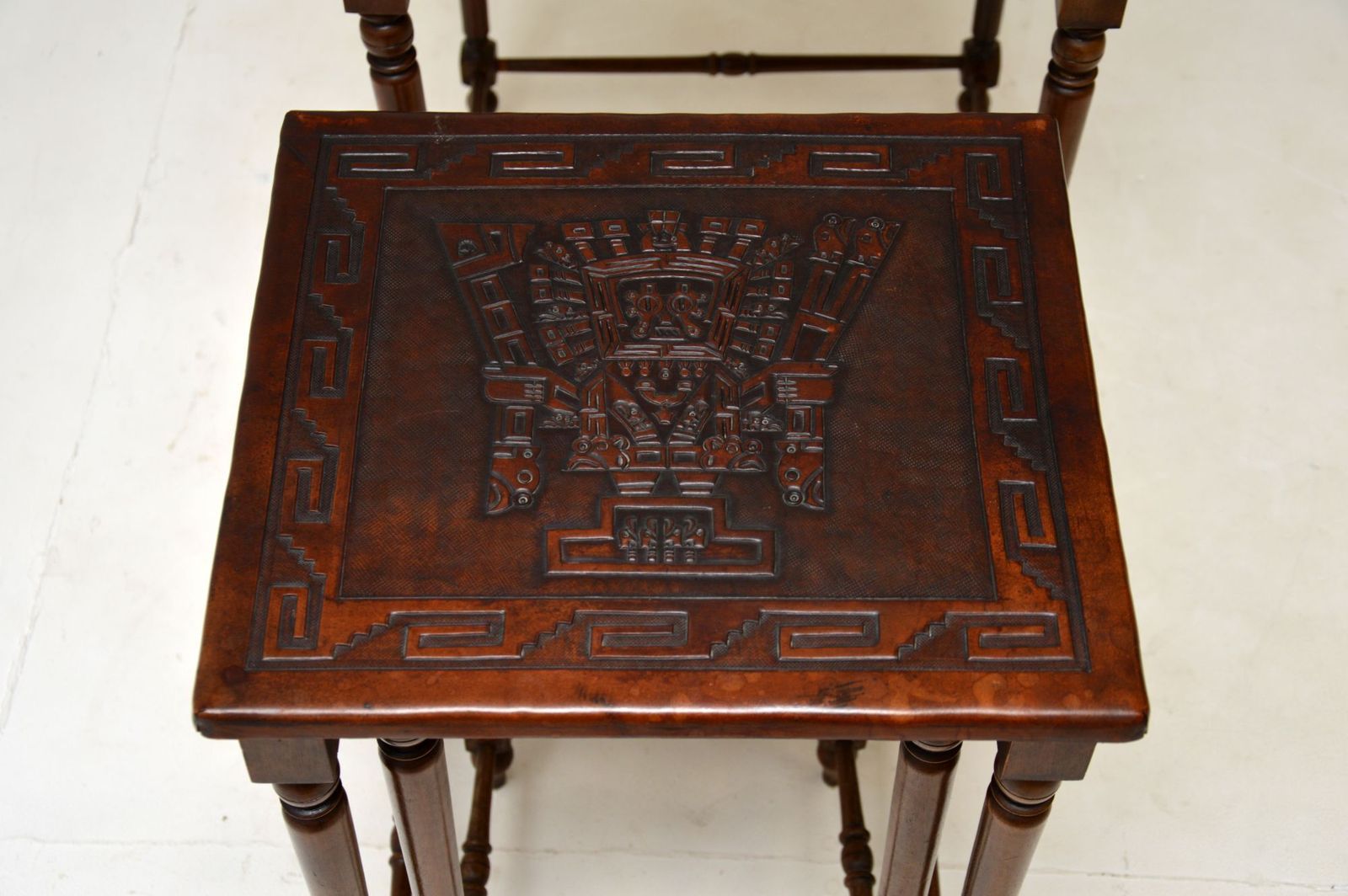 Antique Embossed Leather Top Nest Of Tables photo Furniture