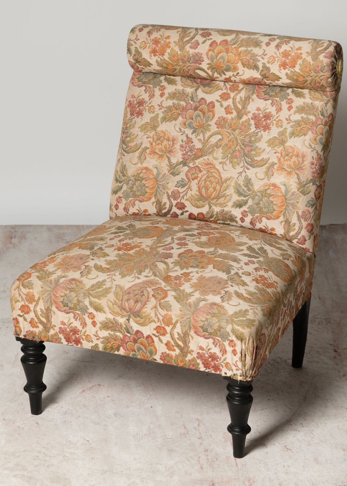 Antique French Slipper Chair, For Upholstery