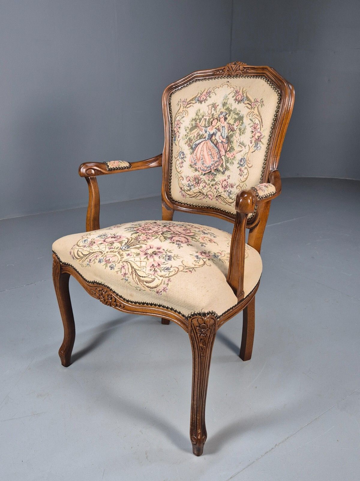 Vintage Rococo Armchair French Style Danish Made Floral 1960s Retro Eb9638 Vcar