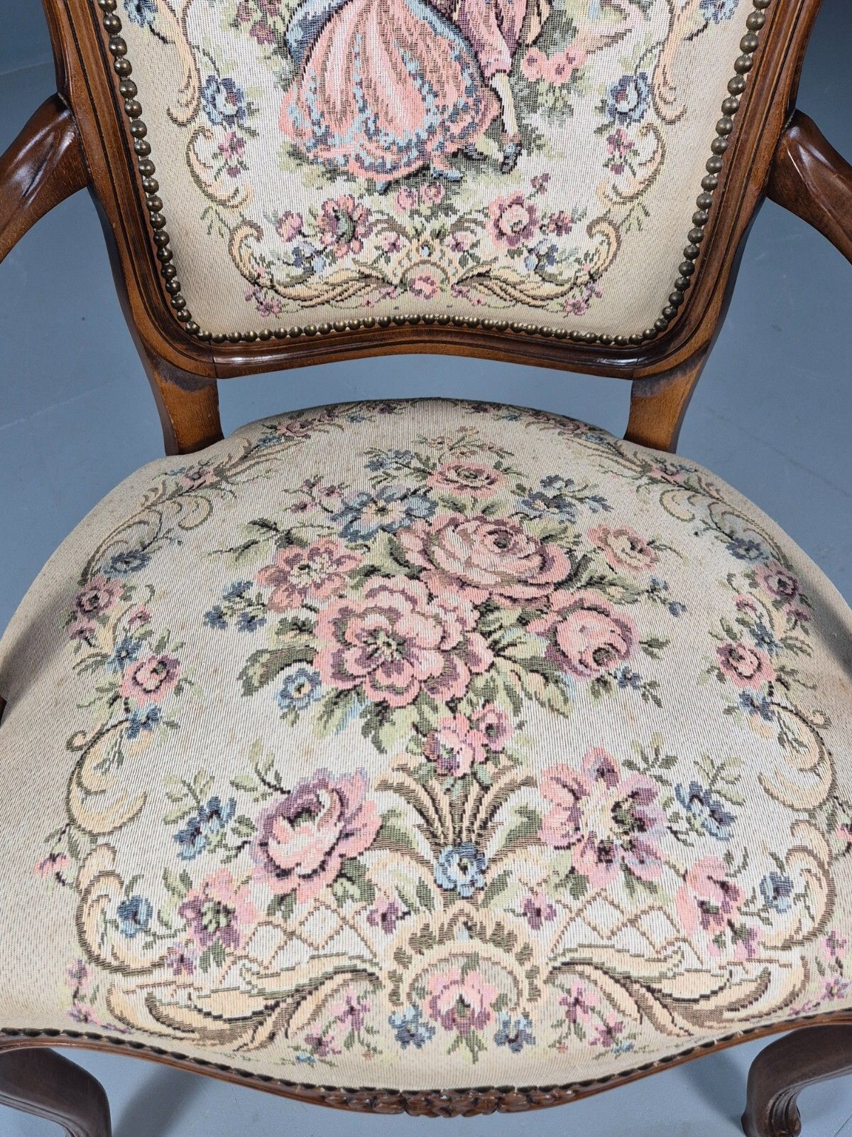 Vintage Rococo Armchair French Style Danish Made Floral 1960s Retro Eb9638 Vcar photo vinterior
