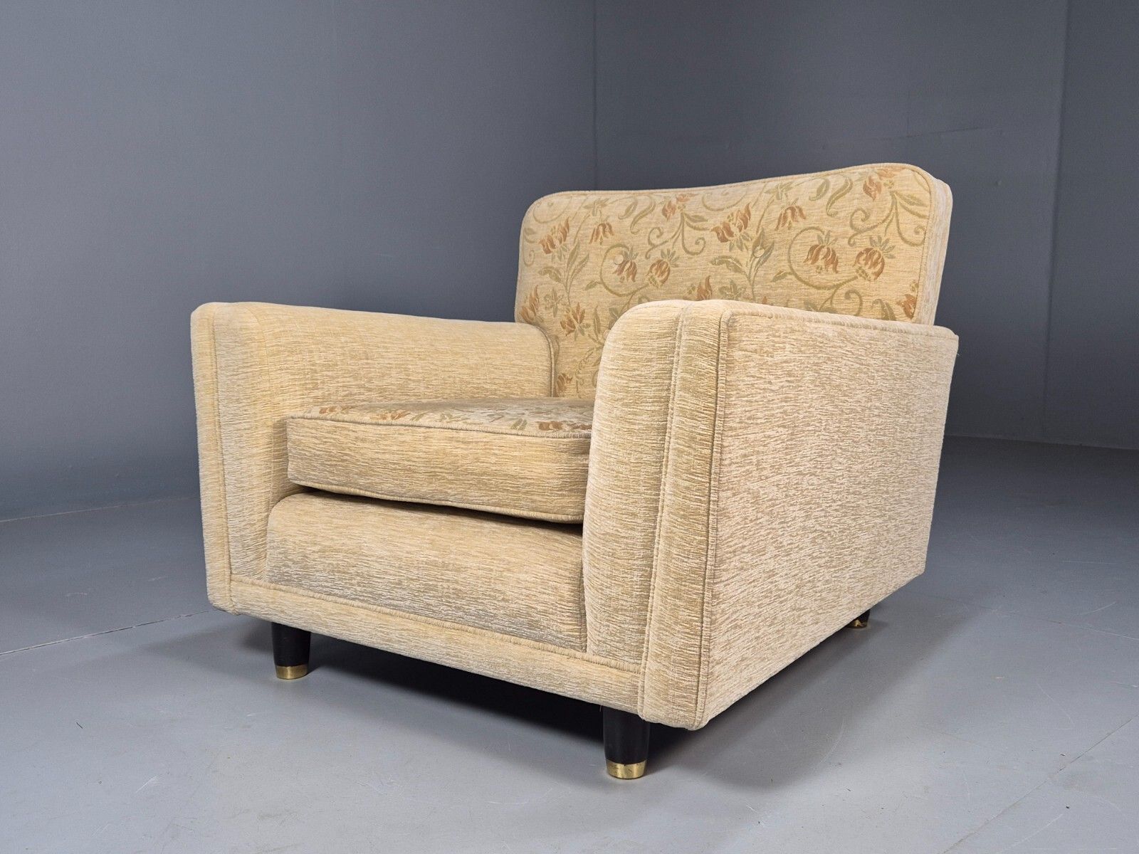 Vintage 1960s Lounge Chair In Cream Floral Retro Mcm Eb9682 Mnor photo furniture