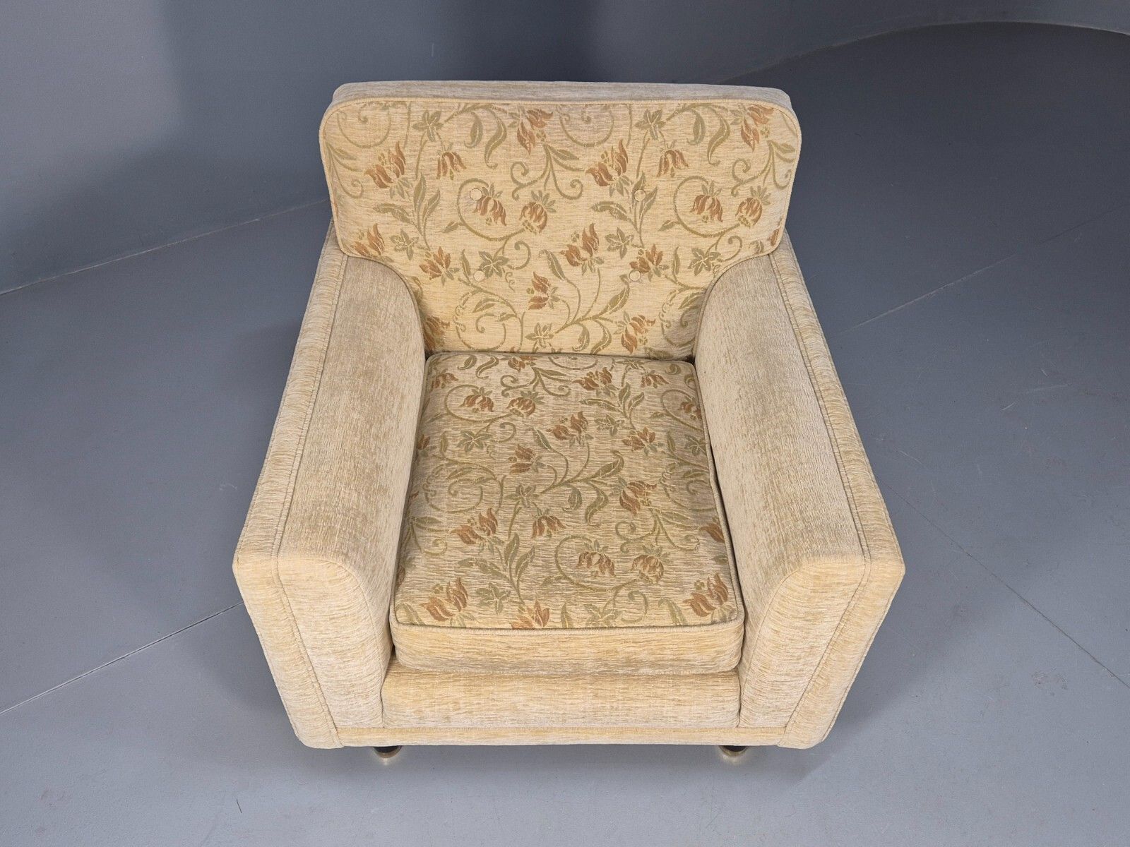 Vintage 1960s Lounge Chair In Cream Floral Retro Mcm Eb9682 Mnor photo Furniture