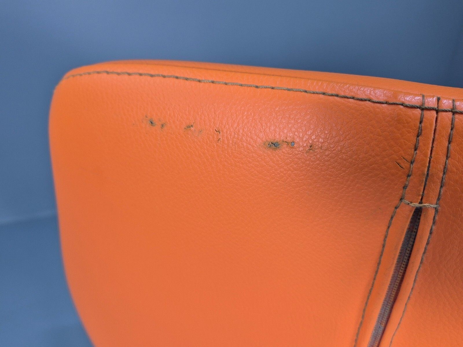 Furniture 2 Vintage Orange Bucket Form Vinyl Armchairs Retro Modern Eb9708 Mnor photo