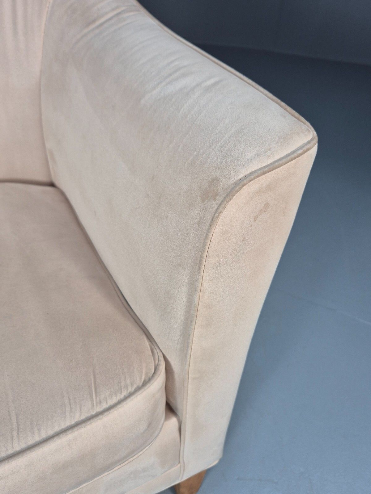 Mordern Danish Cream Faux Suede Tub Chair Beech Legs Eb9308 Mnor photo 91.0