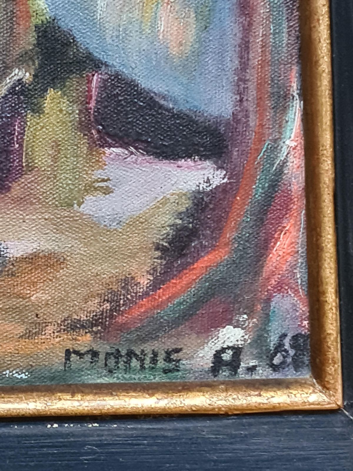 Colourful Expressionist Fauvist Market Scene From 1968 By A Monis photo for sale