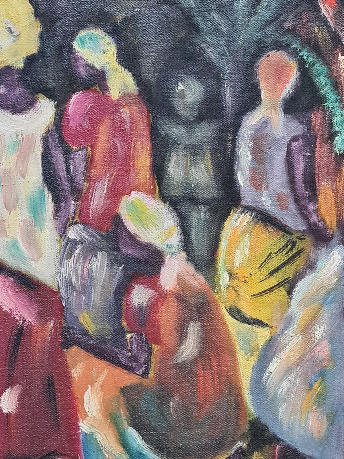 Colourful Expressionist Fauvist Market Scene From 1968 By A Monis photo vintage