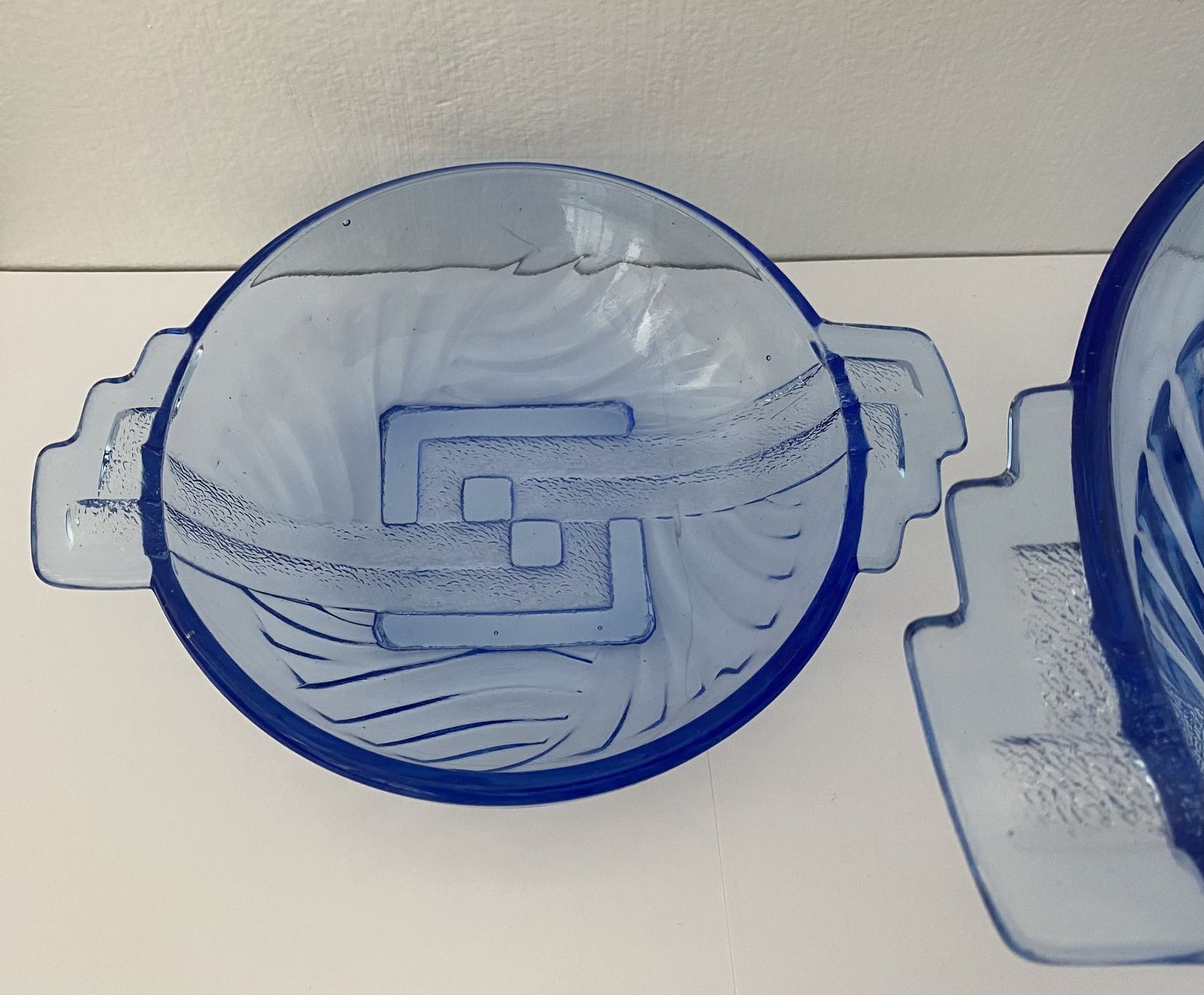 Art Deco, Cobalt Blue, Dessert Bowl Set By Stolle Nieman, Poland. 1930’s photo buy