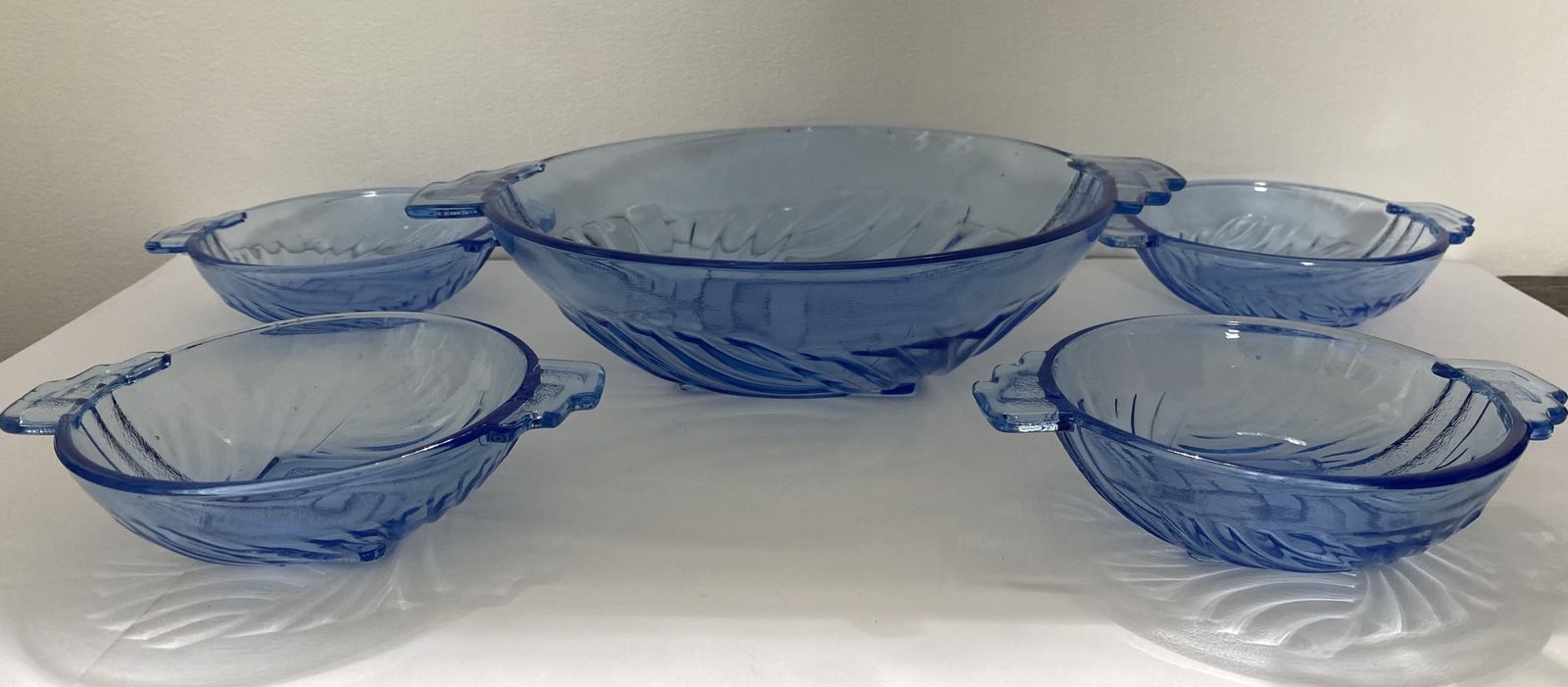 photo for sale Art Deco, Cobalt Blue, Dessert Bowl Set By Stolle Nieman, Poland. 1930’s