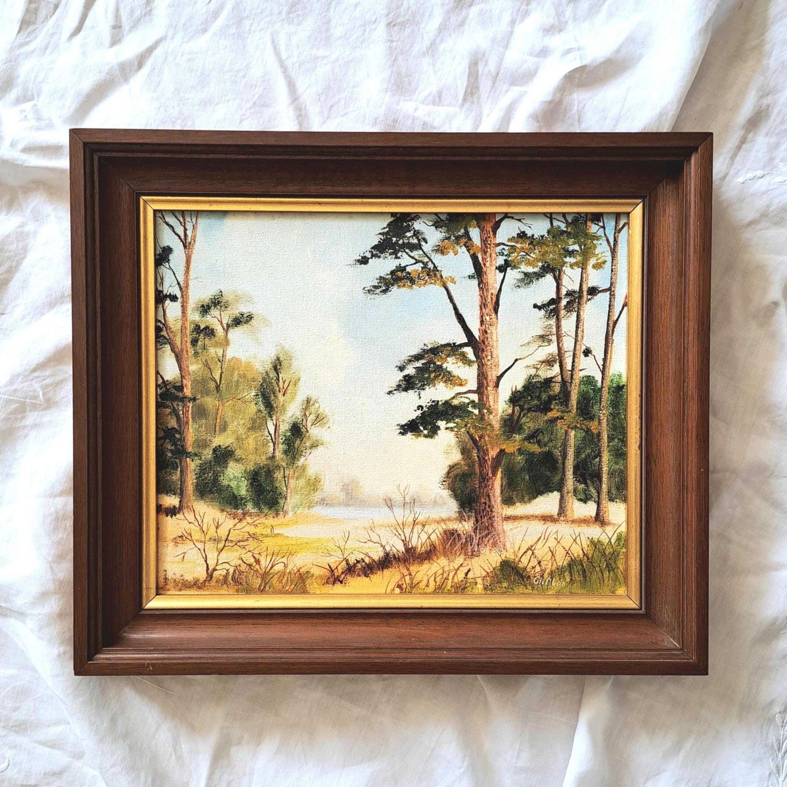Original Painting By "Clifton"   Zhao Huxie | Signed | Framed Oil On Canvas | Summer Landscape | Vintage Art photo furniture