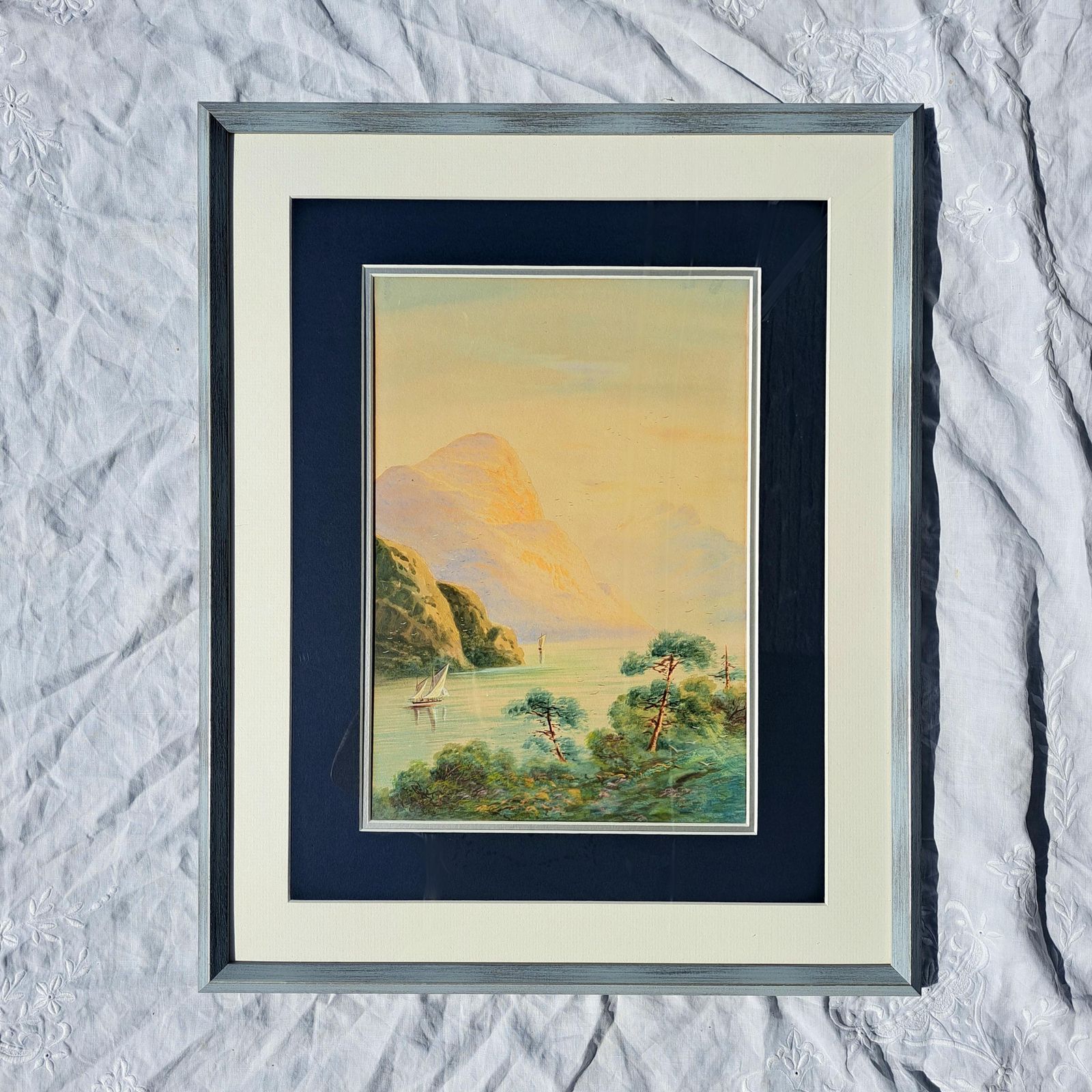 Antique 19th C Watercolour | Italian Lake Landscape | Att. Charles Rowbotham |  Framed photo buy