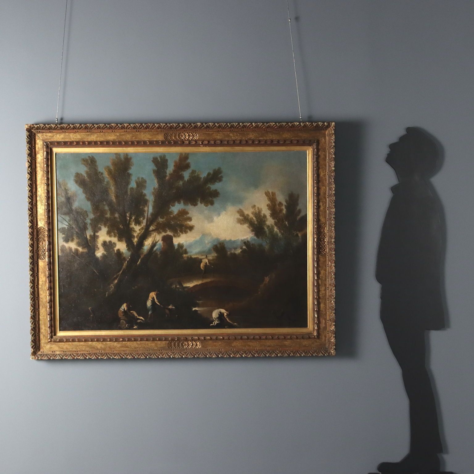 Landscape With River And Figures Oil On Canvas Italy XVIII Century photo furniture