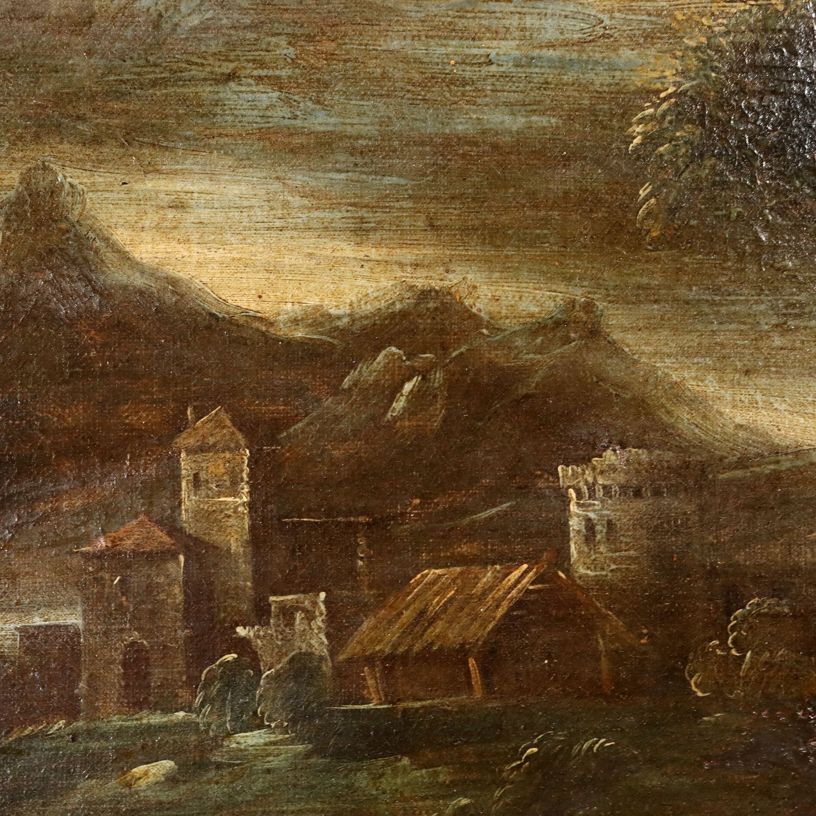 Landscape With Figures And Herd Antique Painting XVIII Century photo buy