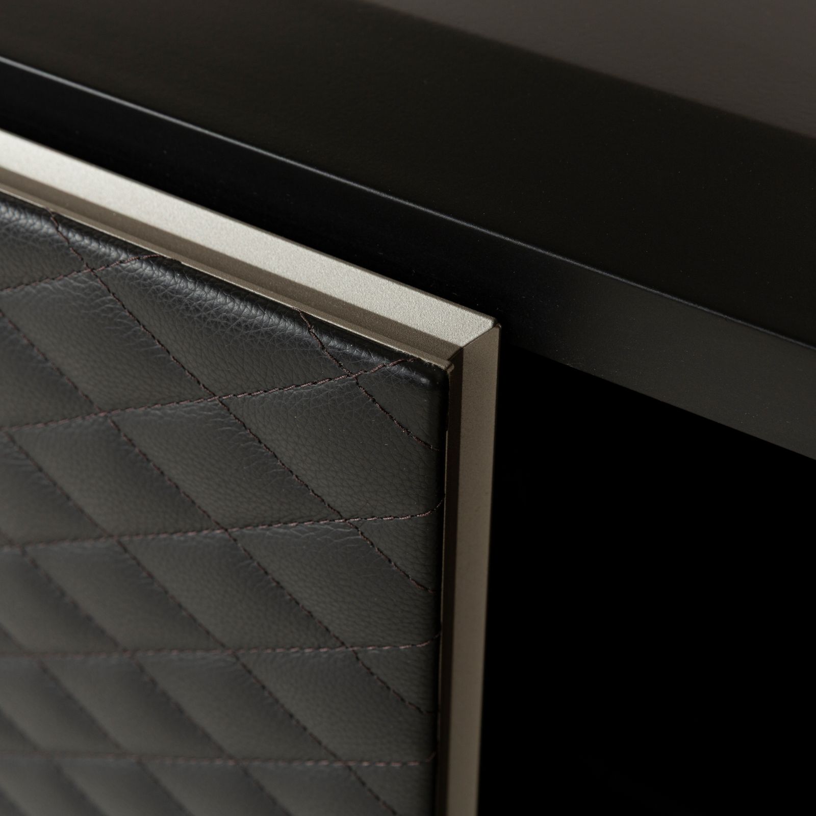 Cattelan Italia Wooden Sideboard Black Brown Leather photo Furniture