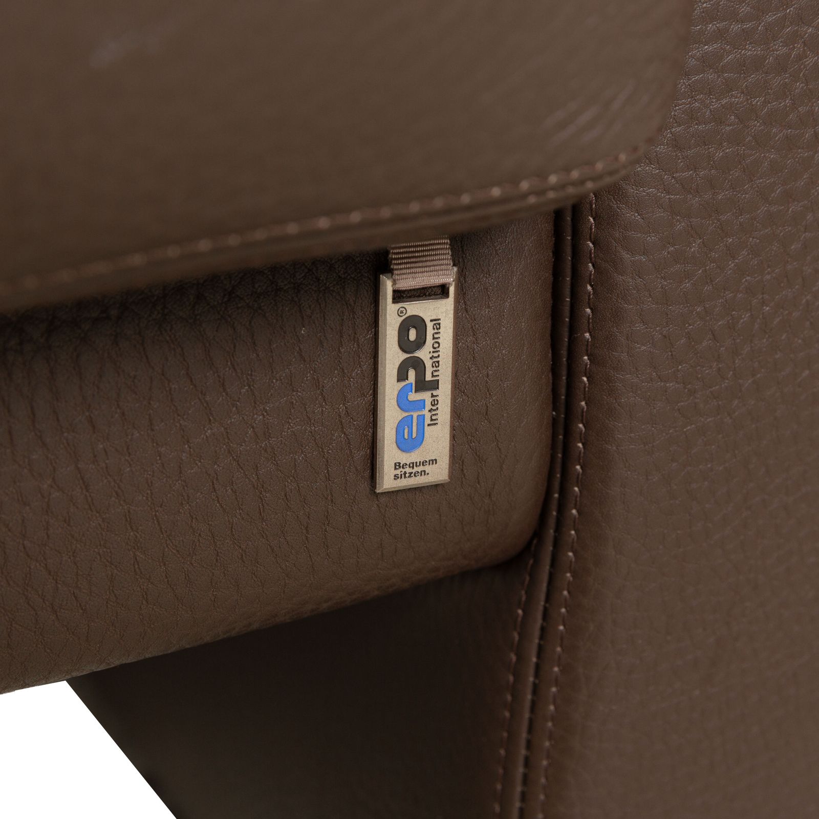 Canapé 3 places Erpo CL 100 en cuir marron, fonction manuelle avec appuie-tête photo buy