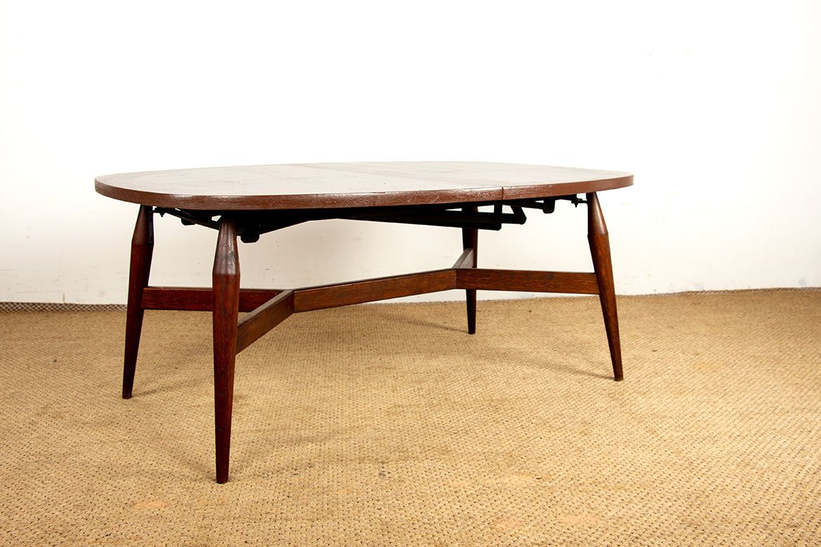 Table danoise haute et basse en teck et bois laqué brun, modèle Smørrebrød, 1960. photo buy