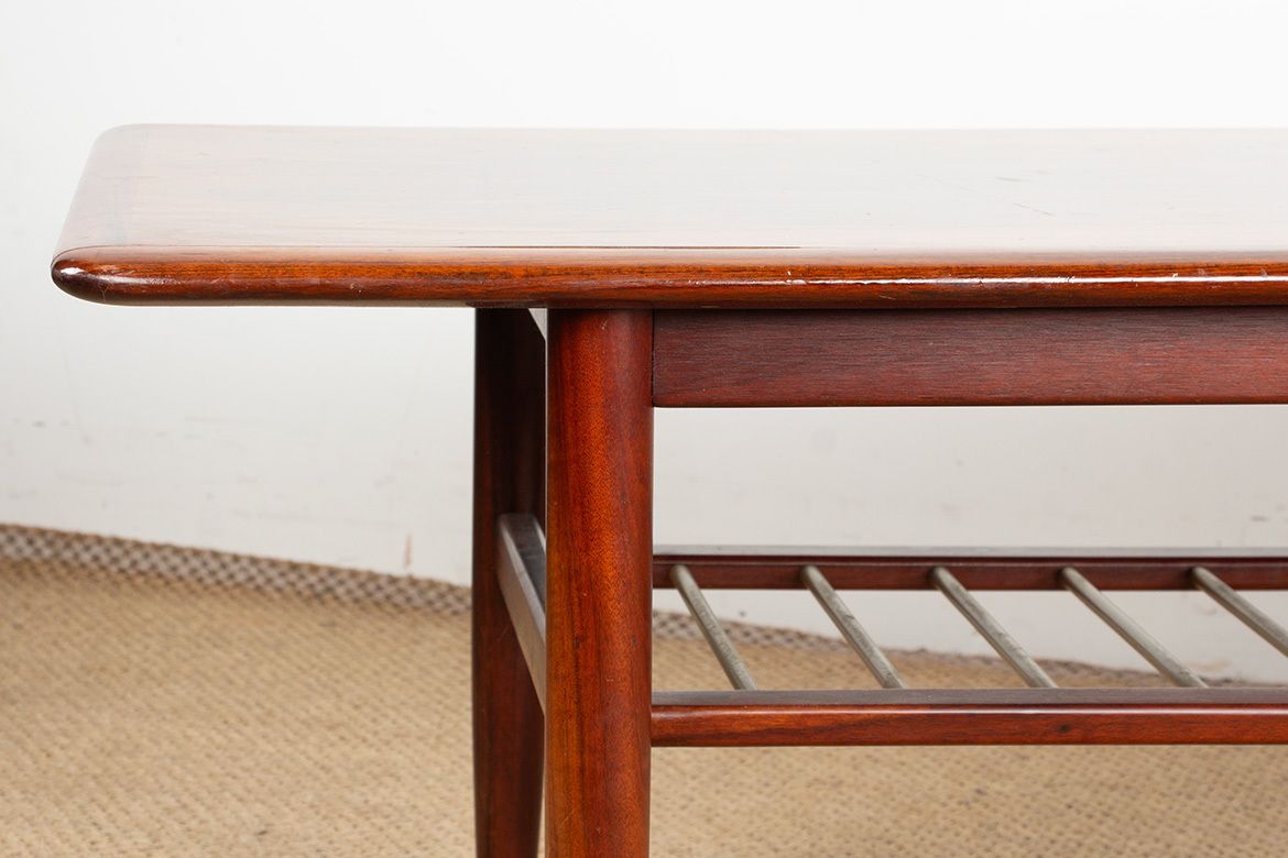 1700.0 Rosewood And Metal Tube Coffee Table, On Two Levels, Denmark 1960s. photo