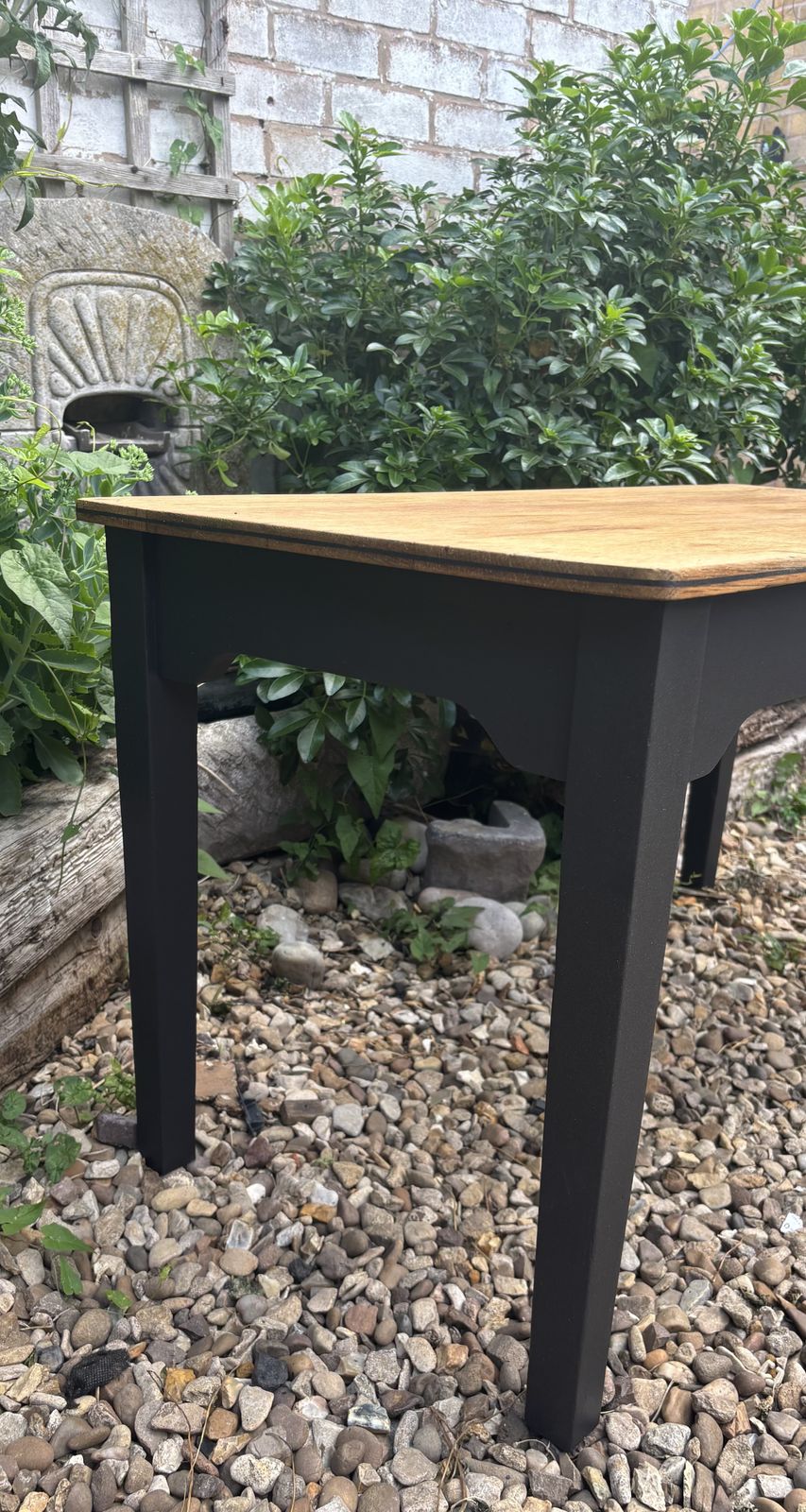 Vintage Oak School Table Restyled Waxed With Matt Black Legs photo for sale