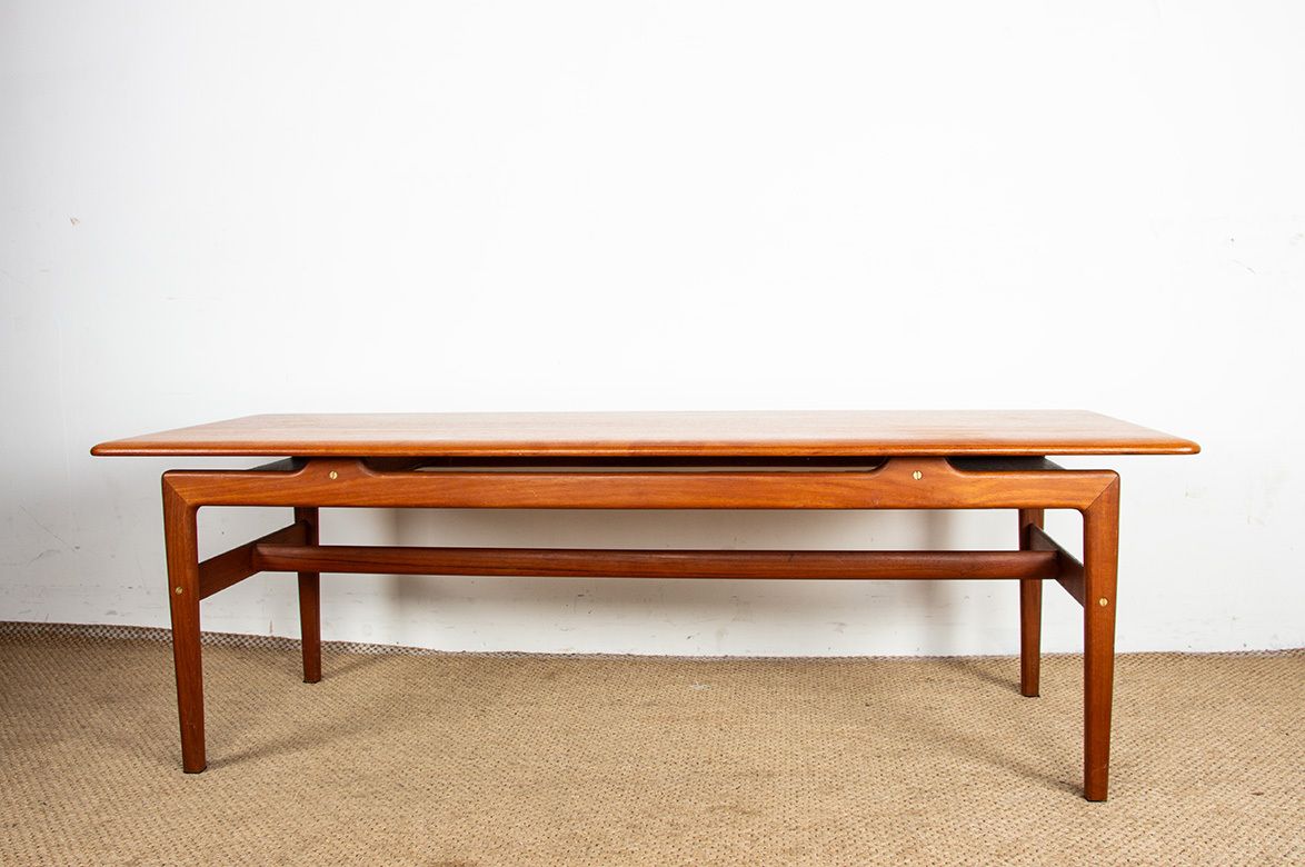 Large Danish Teak Coffee Table With 2 Side Document Holders, 1960. photo for sale