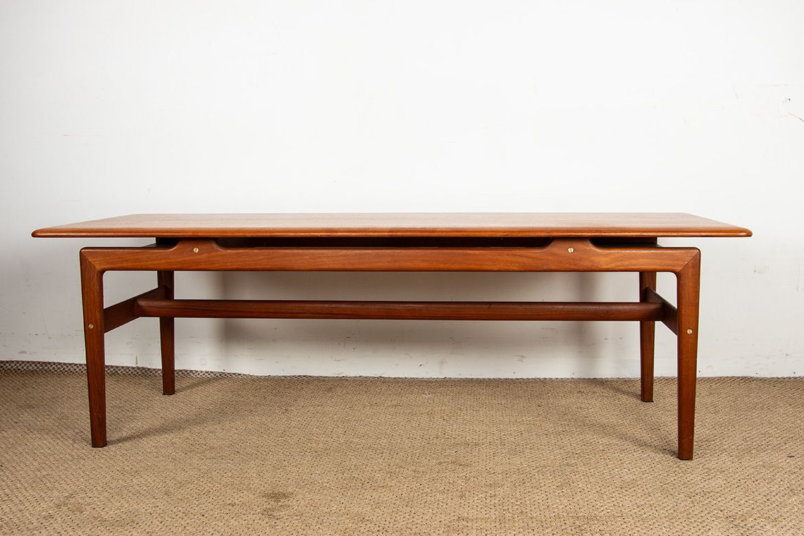 Large Danish Teak Coffee Table With 2 Side Document Holders, 1960. photo Furniture