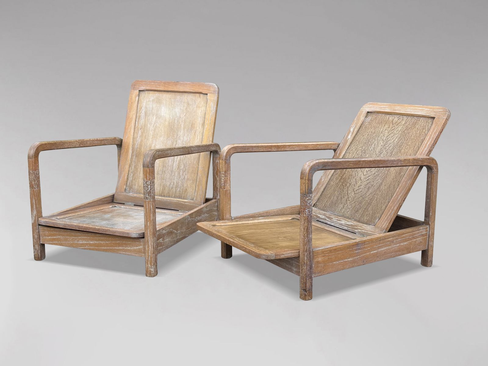 Pair Of Reclining Outdoor Garden Armchairs In The Manner Of Liberty & Co photo vintage
