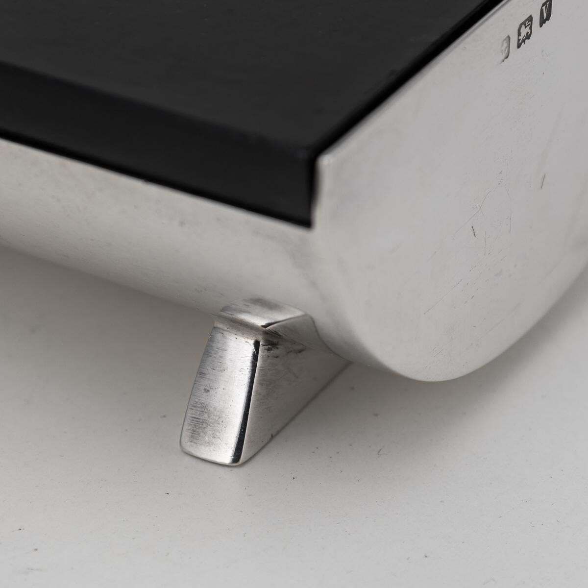 Antique 20thc English Art Deco Solid Silver & Lacquer Cigarette Box C.1920 photo buy