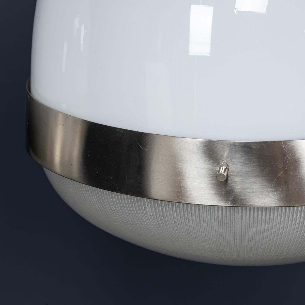 20thc Italian Pair Of "Delta" Opaline Pendant Lights By Sergio Mazza C.1960 photo buy