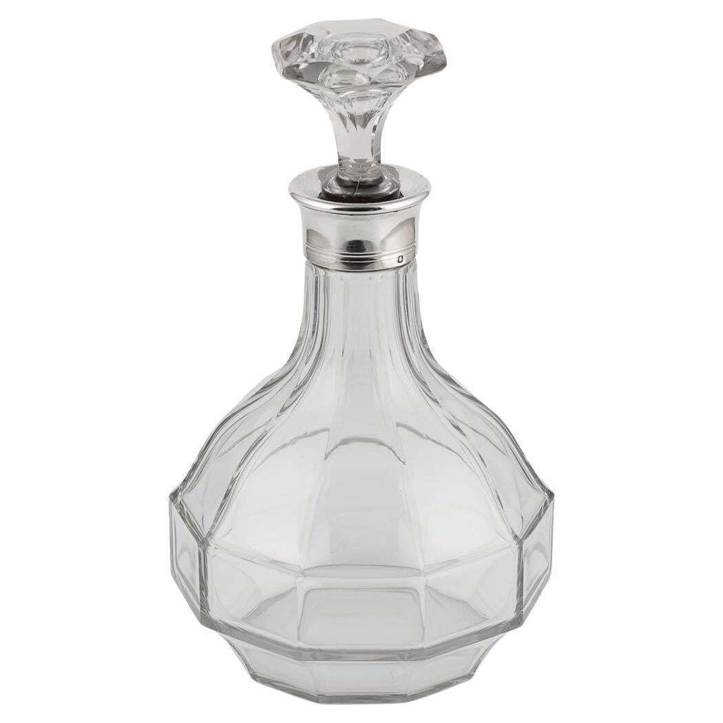 Stunning 20th Century French Solid Silver & Cut Glass Decanter