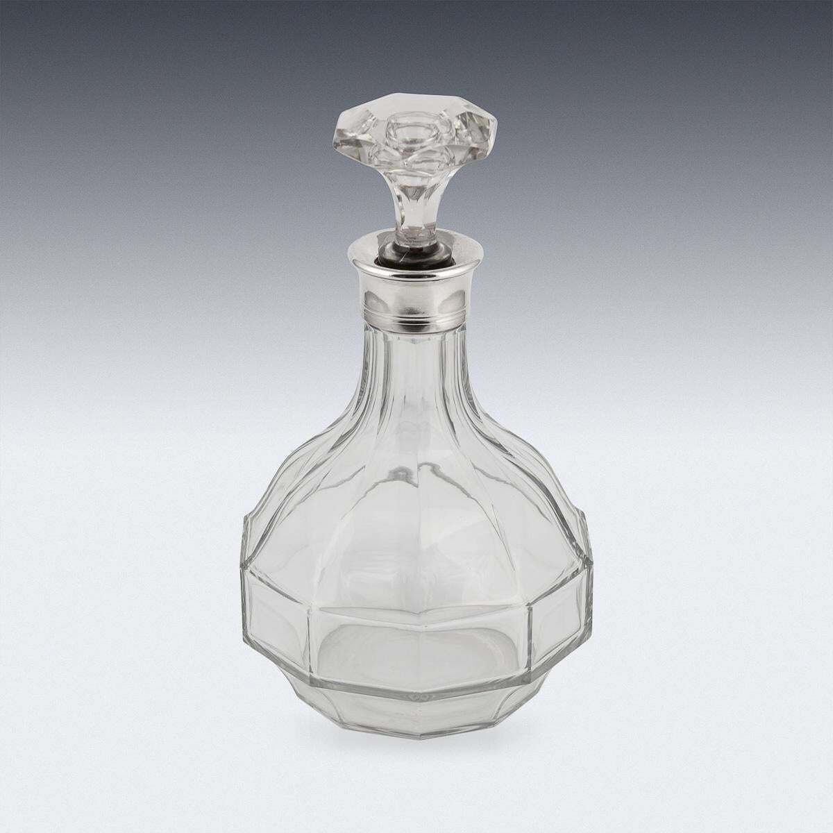 Stunning 20th Century French Solid Silver & Cut Glass Decanter photo Home Decor