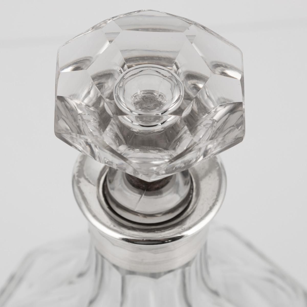 photo for sale Stunning 20th Century French Solid Silver & Cut Glass Decanter