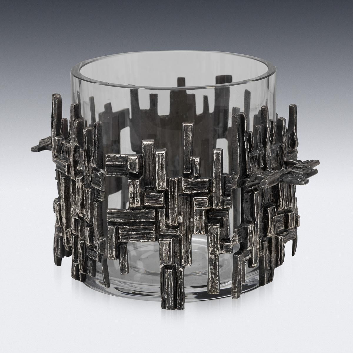 Vintage 20th Century Silver Plated Brutalist Style Ice Bucket C.1960 photo for sale