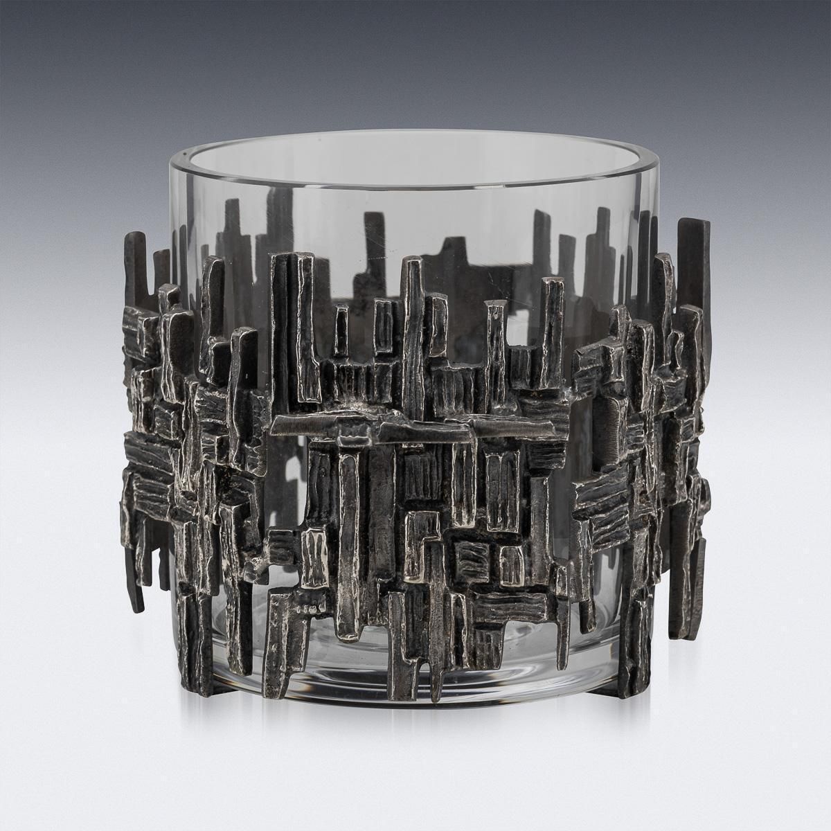 Vintage 20th Century Silver Plated Brutalist Style Ice Bucket C.1960 photo Home Decor