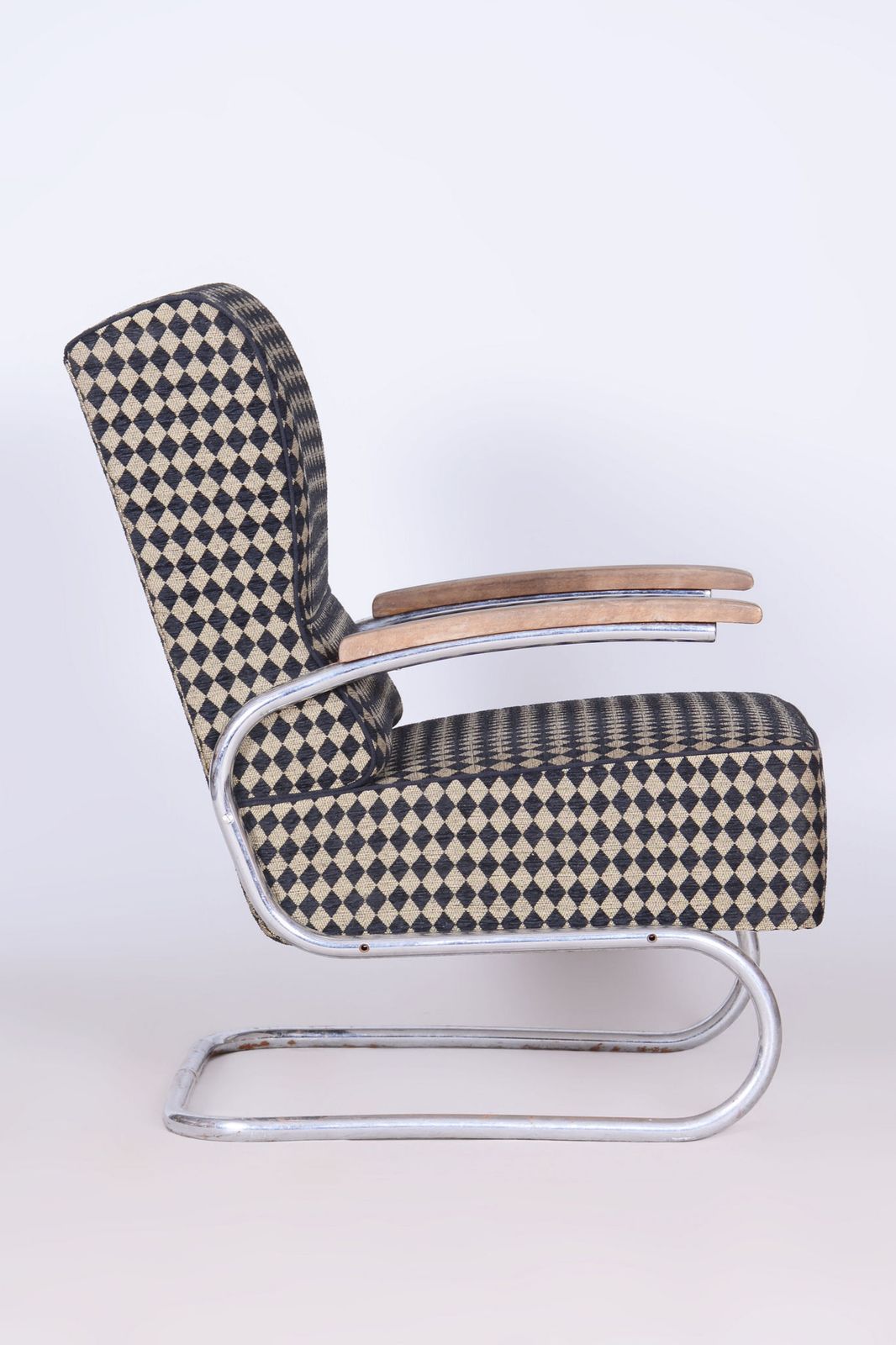 Restored Bauhaus Armchair, By Vichr A Spol., Chrome, Steel, Germany, 1930s photo for sale