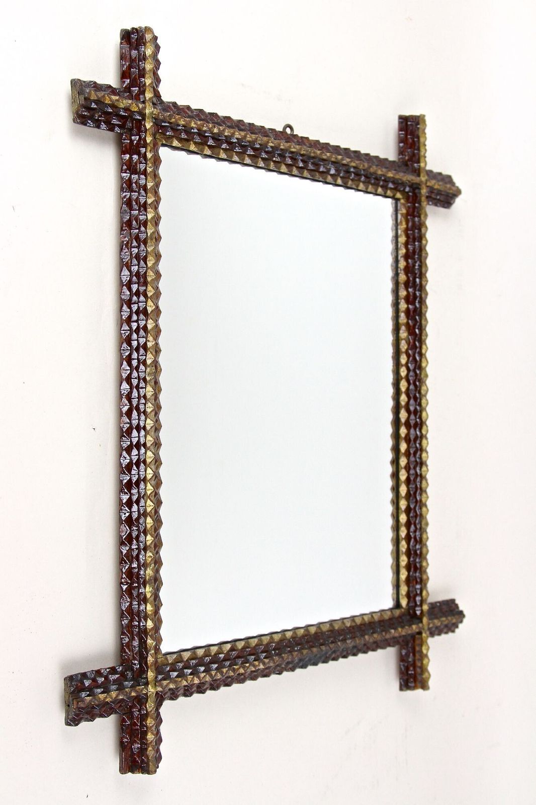 Rustic Tramp Art Wall Mirror   Handcarved, Late 19th Century, Austria Ca. 1880 photo furniture
