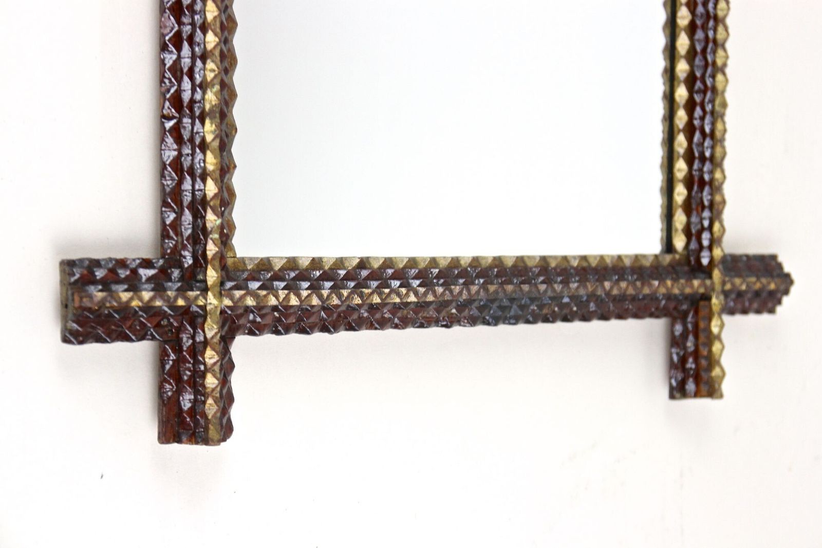 Rustic Tramp Art Wall Mirror   Handcarved, Late 19th Century, Austria Ca. 1880 photo buy