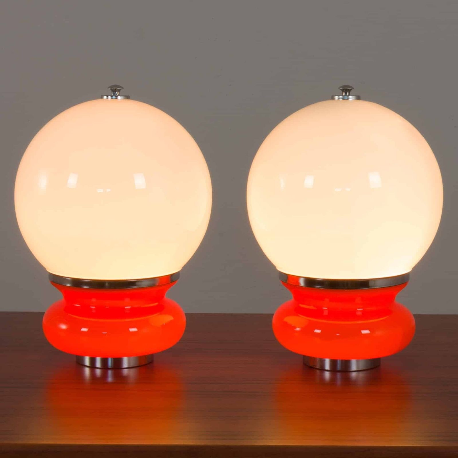Pair Italian Space Age Mazzega Murano Glass Table Lamps Attr. To Carlo Nason, Italy, 1970s photo for sale