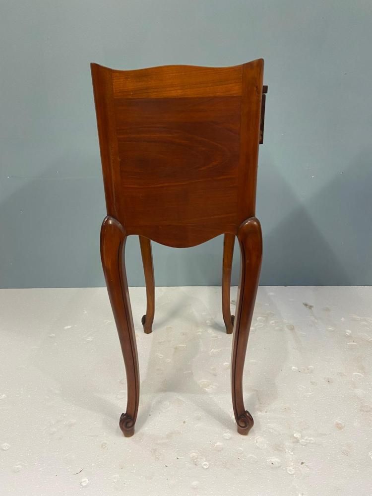 Pair French Walnut Nightstands Bedside Chests photo vintage