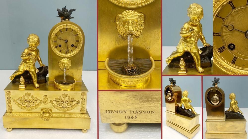 French Gilt Waterfall Clock Henry Dasson 1843 photo furniture