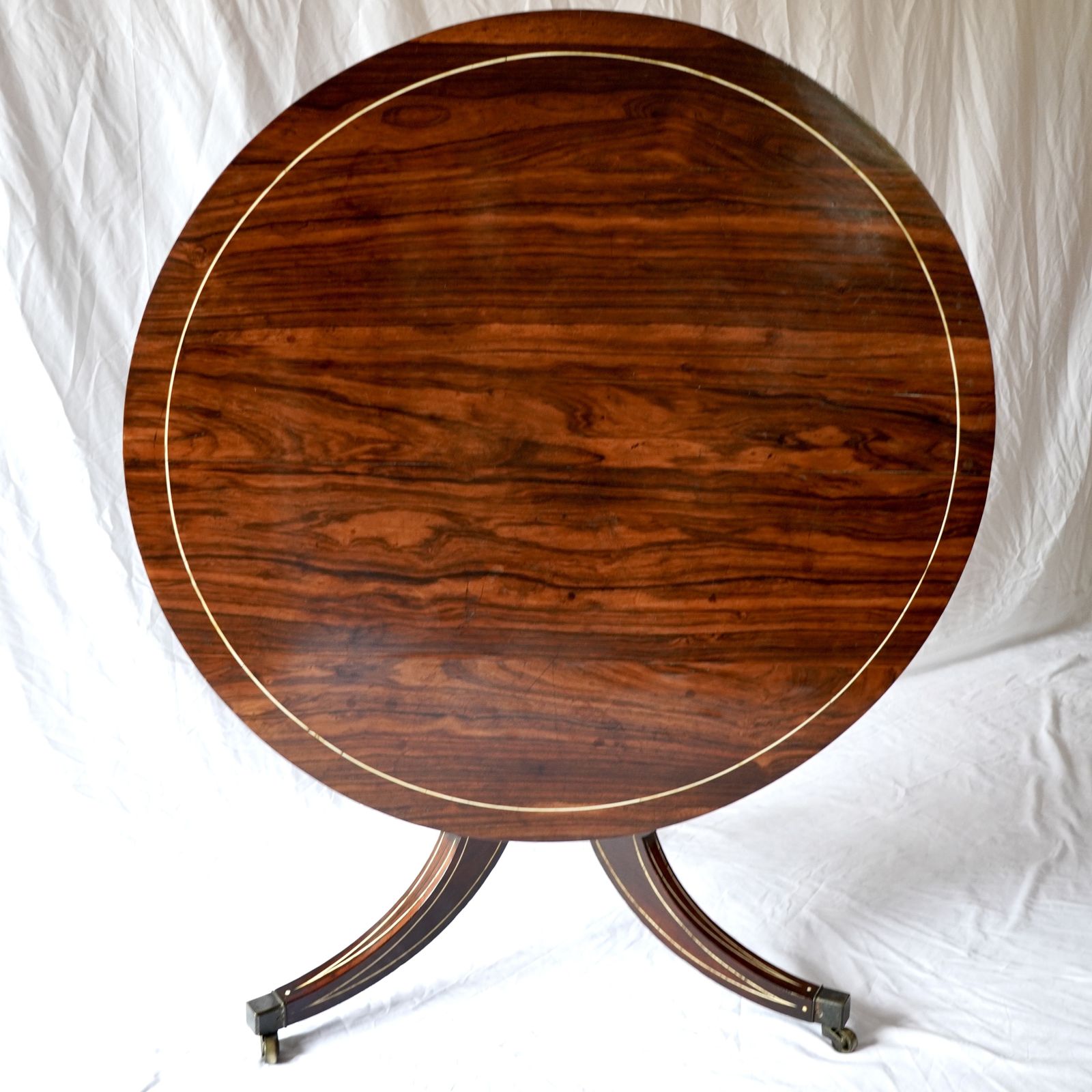 Fine Regency Rosewood And Ivory Inlaid Circular Tilt Top Centre Table photo furniture