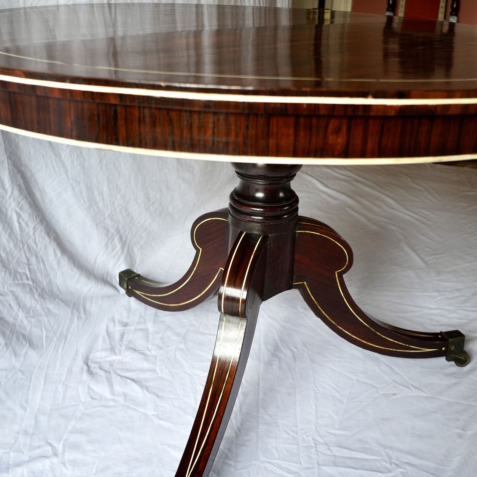 Fine Regency Rosewood And Ivory Inlaid Circular Tilt Top Centre Table photo Furniture