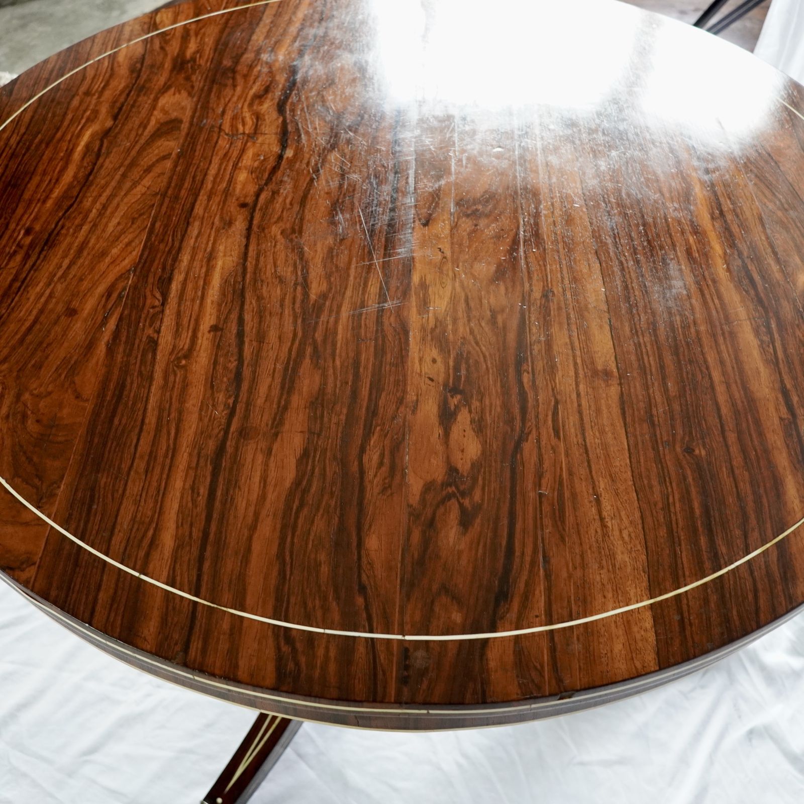 Fine Regency Rosewood And Ivory Inlaid Circular Tilt Top Centre Table photo vinterior