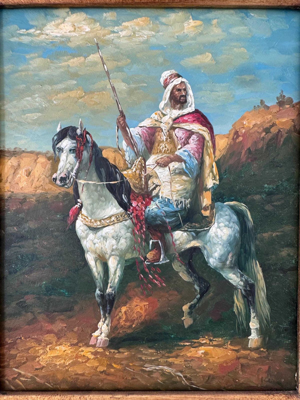 Arab On A Horse Oil Painting, Wall Decor, Original Oil Painting, Arabian Painting photo vinterior
