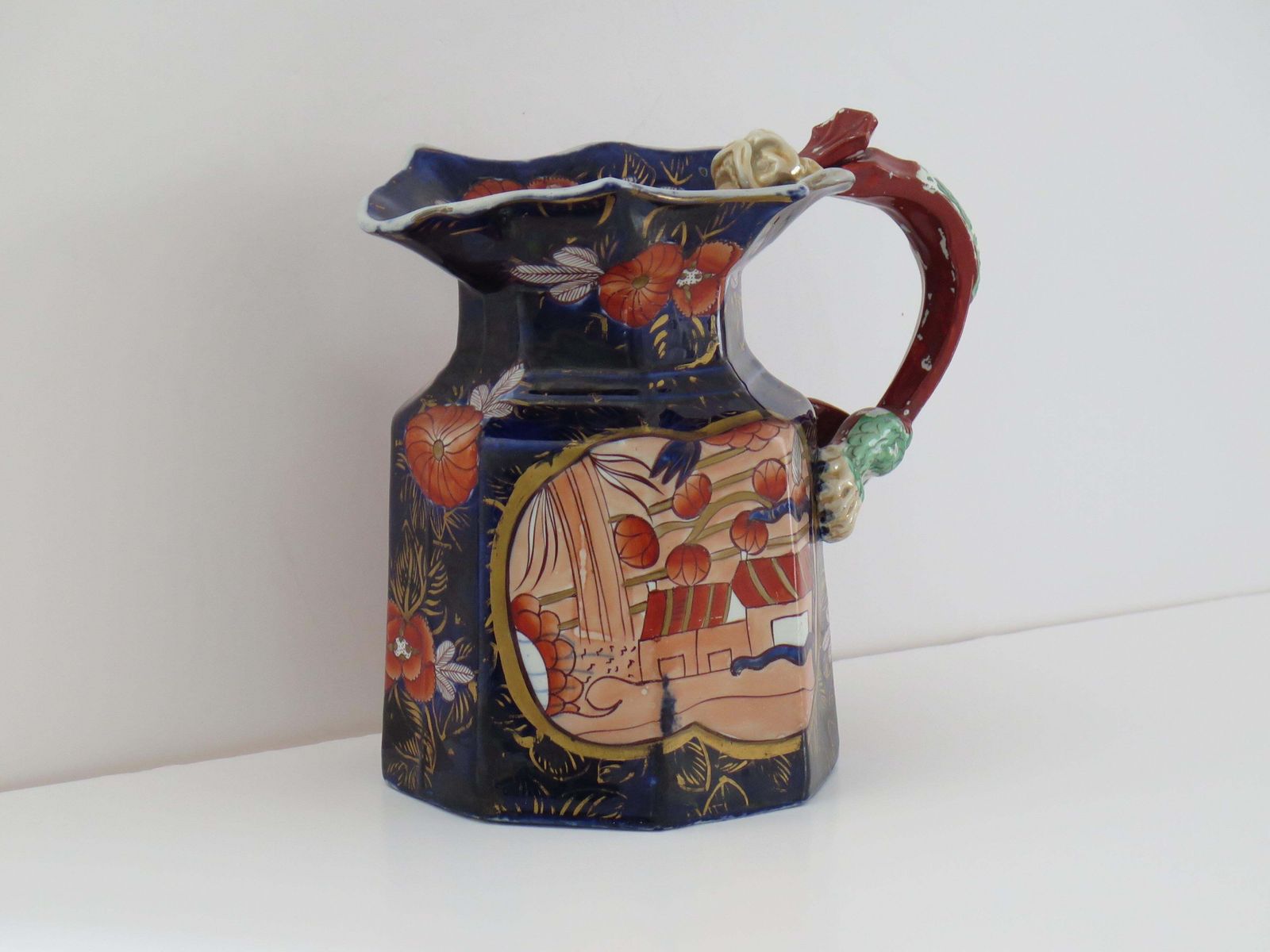 Georgian Masons Ironstone Large Jug Or Pitcher In School House Pattern, Ca 1818 photo 695.0