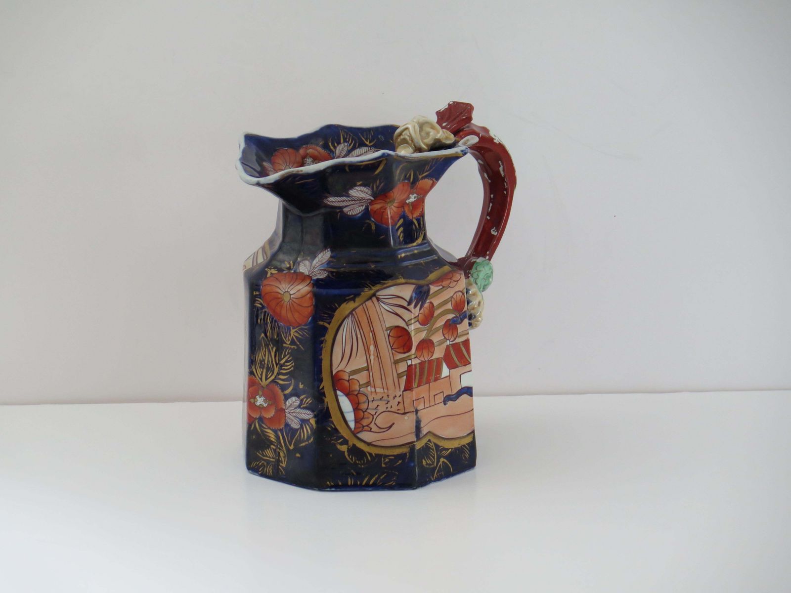 Home Decor Georgian Masons Ironstone Large Jug Or Pitcher In School House Pattern, Ca 1818 photo
